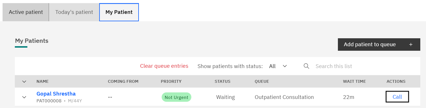 Patient clinical profile