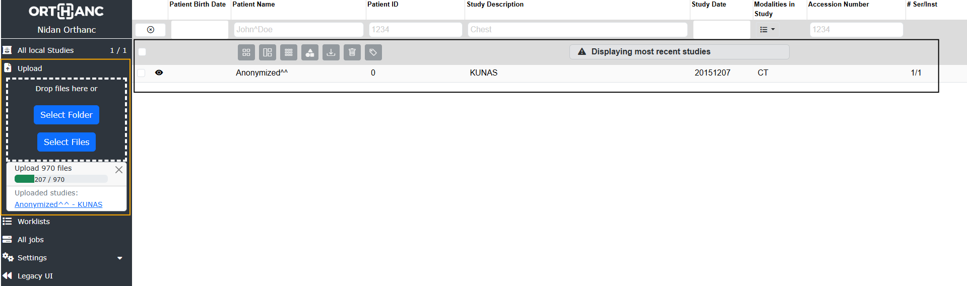 Manual DICOM upload