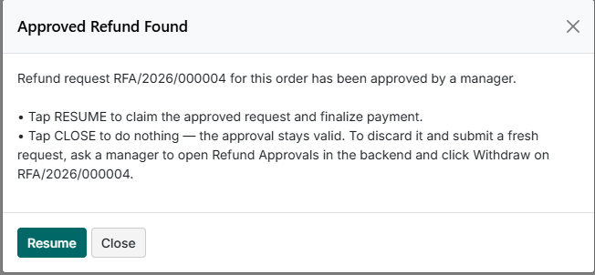 Approved refund request