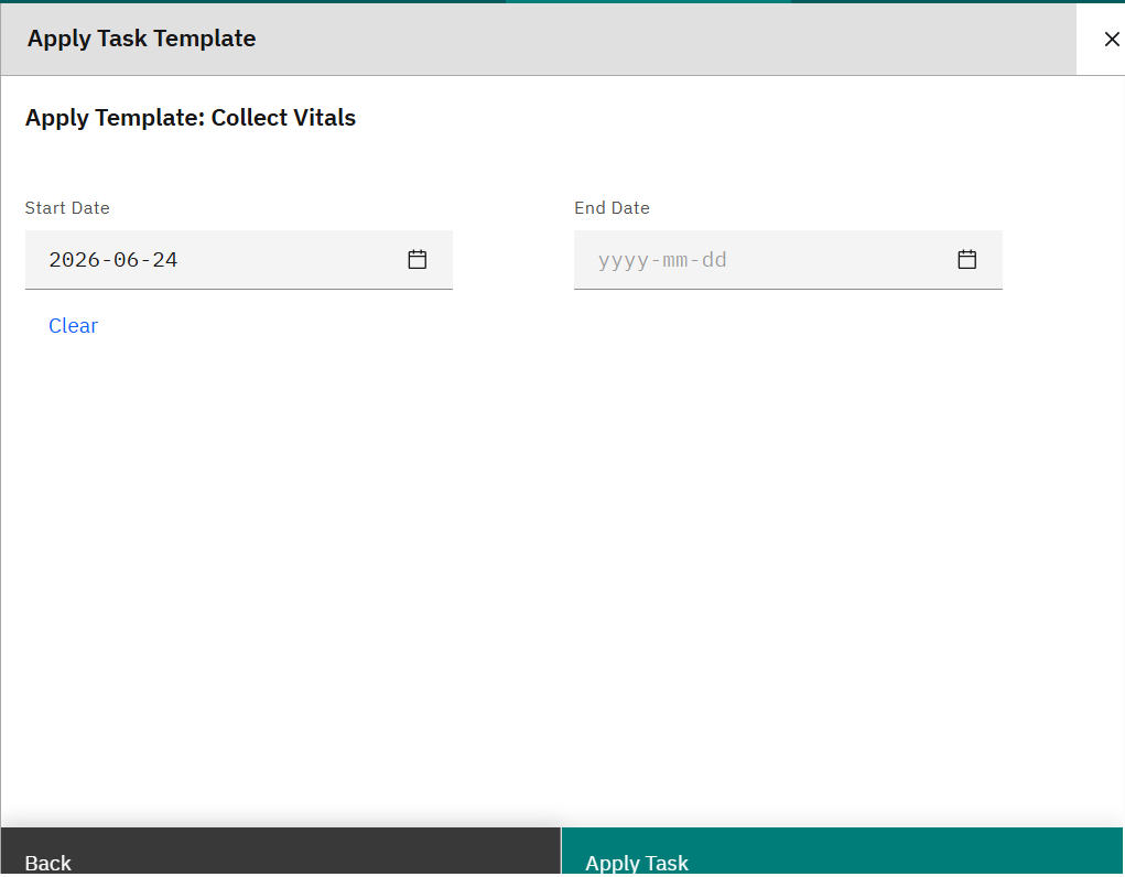 Selecting a task template
