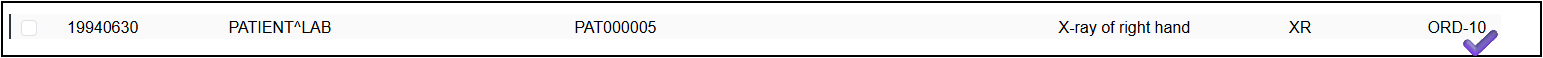 Order accession number in the worklist