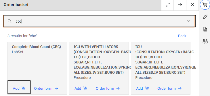 Lab order from global search