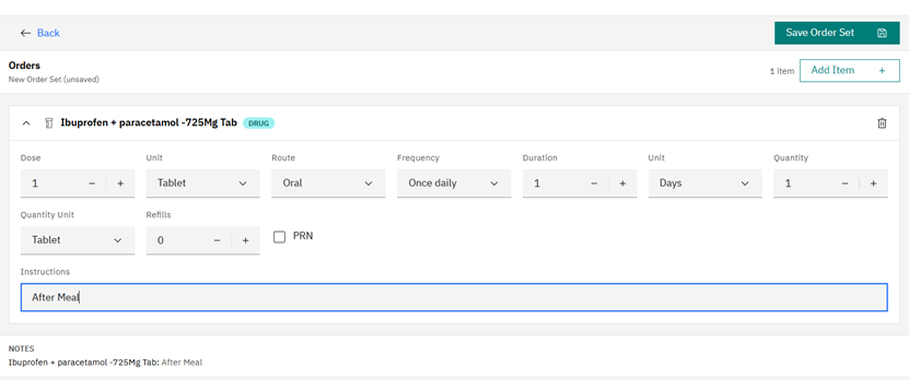 Setting item details