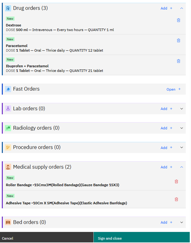 Reviewing and modifying order set items in the basket